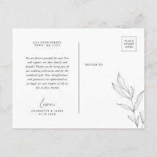 Hoja de Foliage de Line Art Gracias postal