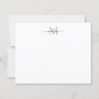 Hoja de gris monograma de guión femenino elegante 