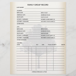 Hoja de grupo de genealogía de árbol de familia