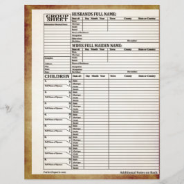 Hoja de grupo de historial familiar