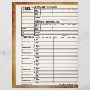 Hoja de grupo de historial familiar