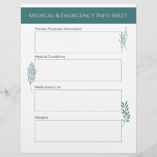 Hoja de información médica y de emergencia