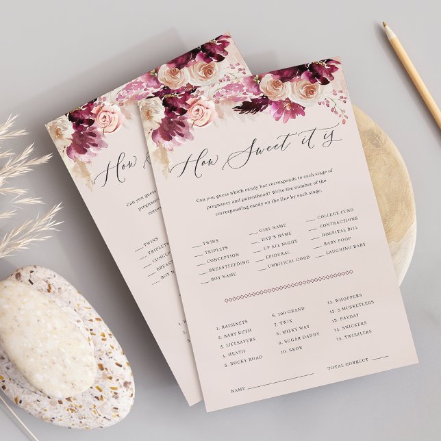 Hoja de juego de adivinación de candys de Baby Sho (Subido por el creador)