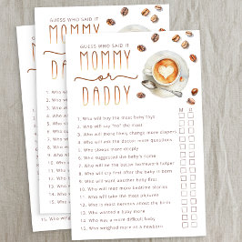 Hoja de juego de Baby Shower de mamá o papá