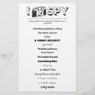 Hoja de juego de Boda/evento I-Spy para niños