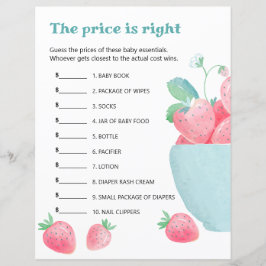 Hoja de juego de ducha de bebé fresas lindas.
