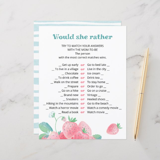 Hoja de juego de ducha de bebé fresas lindas. (Anverso/Reverso In Situ)