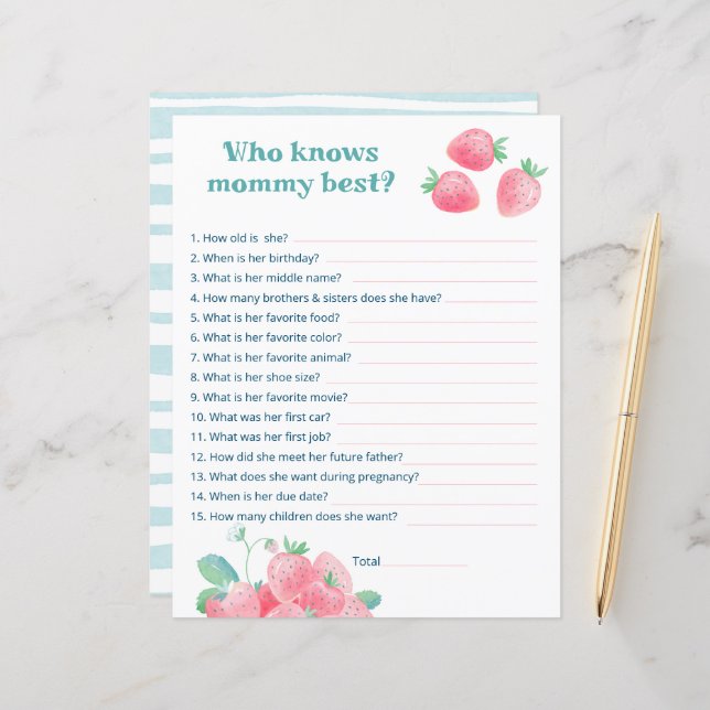 Hoja de juego de ducha de bebé fresas lindas. (Anverso/Reverso In Situ)