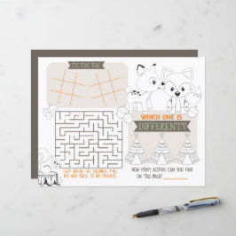 Hoja de juego de la actividad del placemat infanti