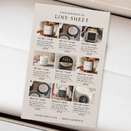 Hoja de la línea de productos Beige elegante Minim