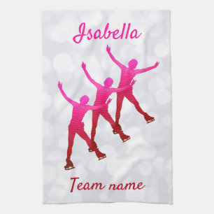 Hoja de la toalla de patinaje sincronizada rosa a