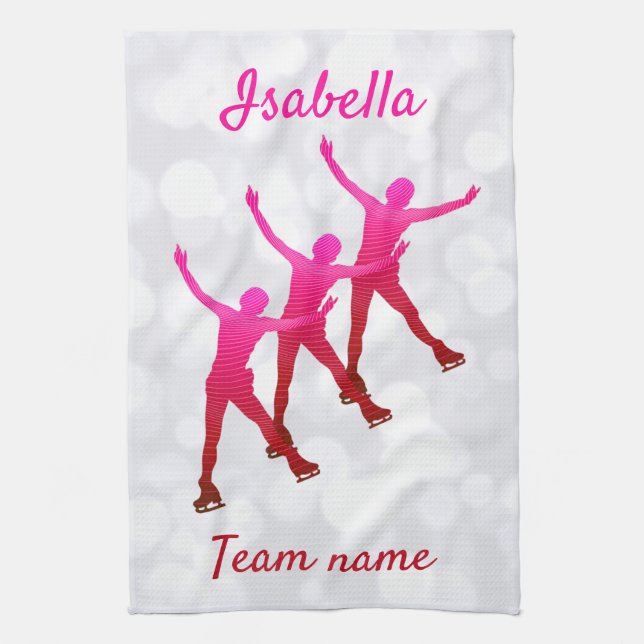 Hoja de la toalla de patinaje sincronizada rosa a  (Vertical)