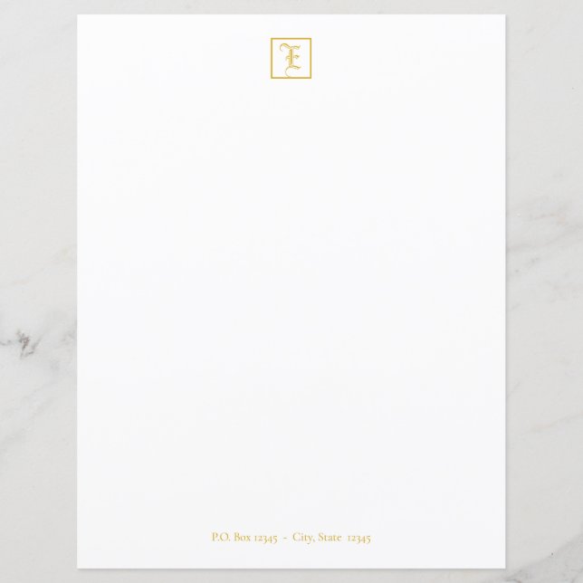 Hoja de letra de monograma de oro elegante formal (Anverso)