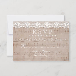 Hoja de Música Vintage y RSVP de Boda Personalizad