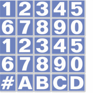Hoja de números en Pegatinas azules y blancos