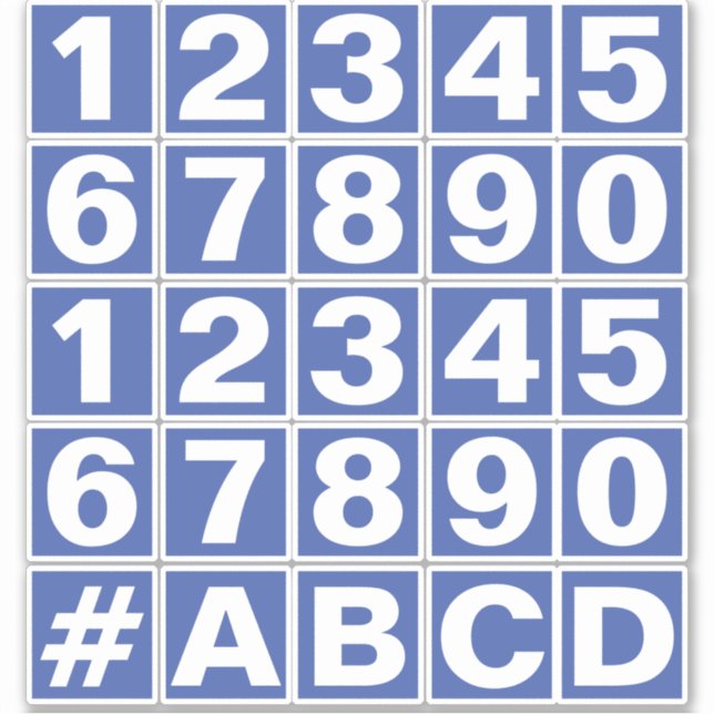 Hoja de números en Pegatinas azules y blancos (Anverso)