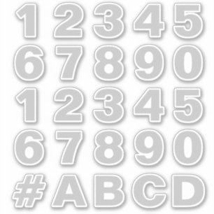 Hoja de números en Pegatinas de color gris y blanc