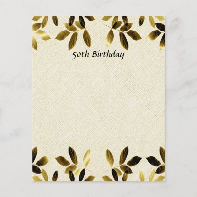 Hoja de Oro Cumpleaños 50 Volante de Doble Cara (Frente)