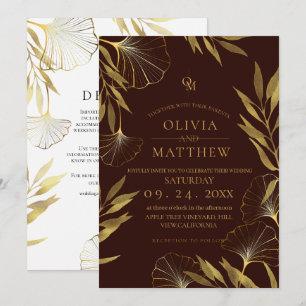 Hoja de oro / Invitación a la boda marrón