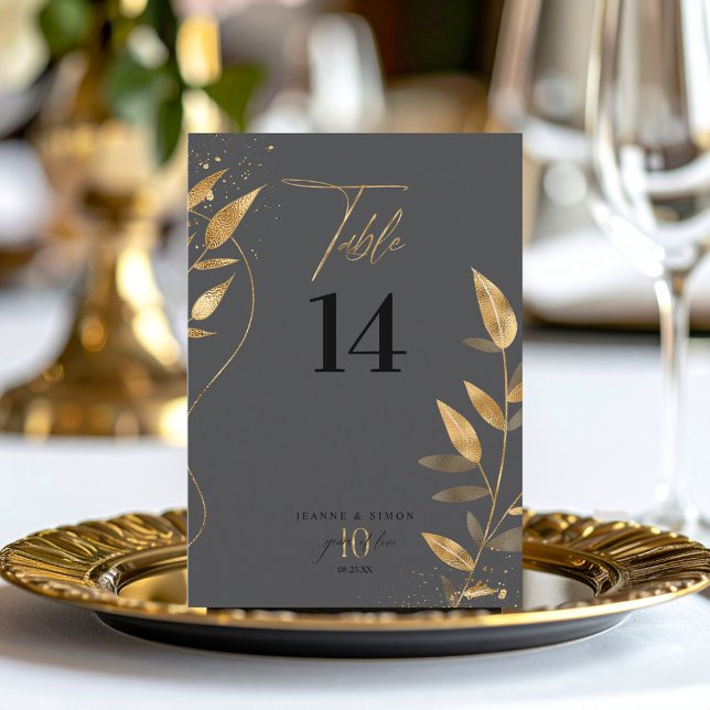 Hoja de Oro Tarjeta de Número de Mesa Aniversario  (Subido por el creador)