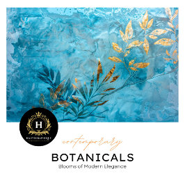 Hoja de oro turquesa y papel de tejido botánico