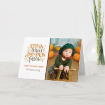 Hoja de otoño y calabazas por favor tarjeta de vac