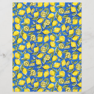 Hoja de papel azul amarillo patrón Lemons