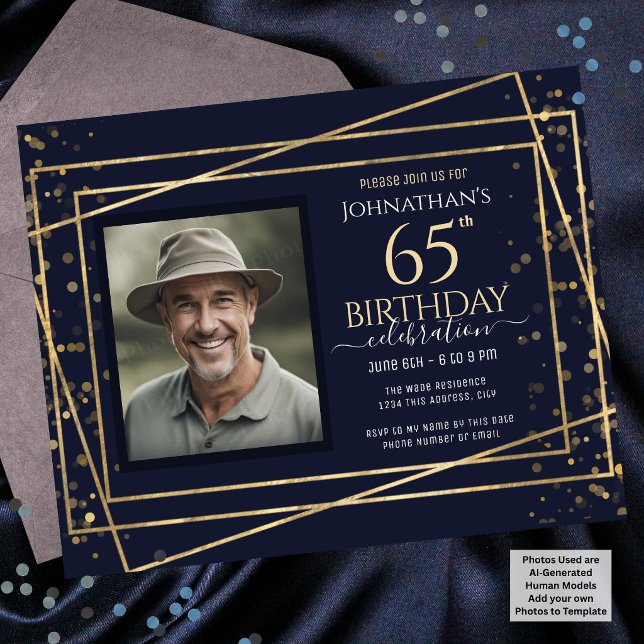 Hoja de papel azul dorado para cumpleaños 65 (Subido por el creador)