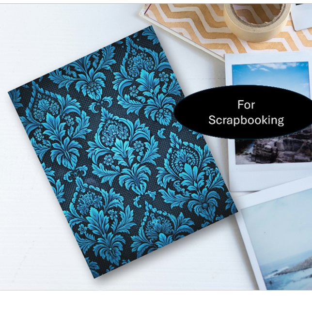 Hoja de papel con brocado floral turquesa (Subido por el creador)