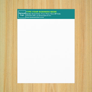 Hoja de papel con membrete verde Verde azulado par