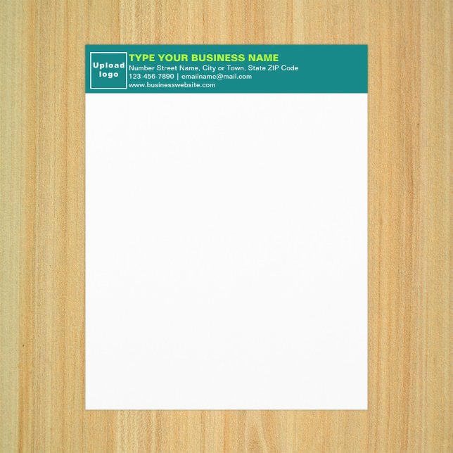 Hoja de papel con membrete verde Verde azulado par (Business teal green letterhead on paper sheet.)