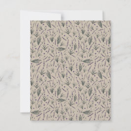 Hoja de papel con patrón botánico de lavanda