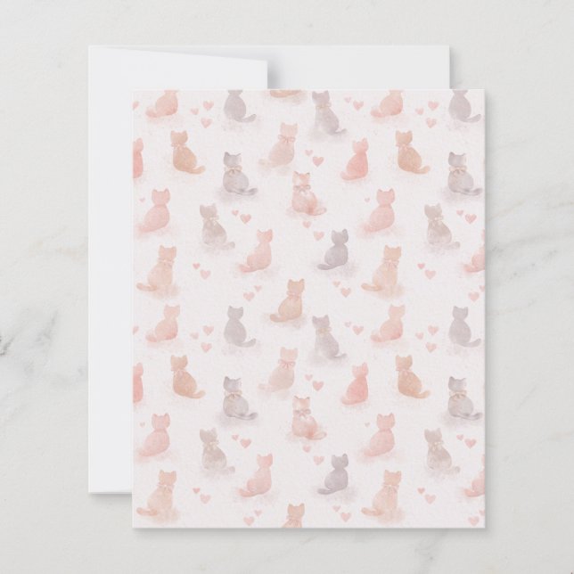 Hoja de papel con patrón de gato y corazón (Anverso)