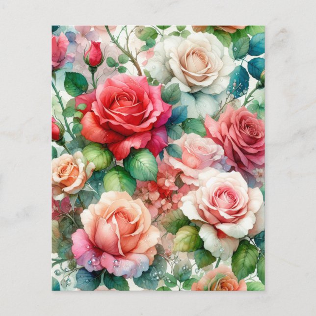 Hoja de papel con patrón de rosa caprichoso (Anverso)