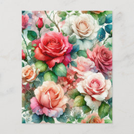 Hoja de papel con patrón de rosa caprichoso