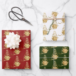 Hoja de papel de ajuste de árbol de Navidad presen