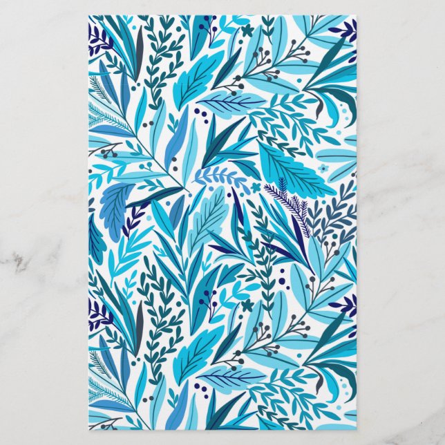 Hoja de papel de ajuste de jabón azul floral (Anverso)