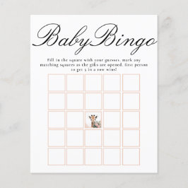 Hoja de papel de Bingo Baby Shower Giraffe Trendin