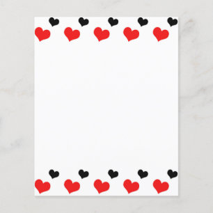 Hoja de papel de corazones rojos y negros