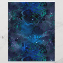 Hoja de papel de cuadernillo azul de galaxia de má