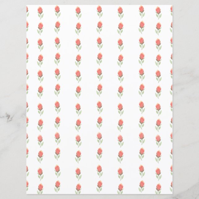 Hoja de papel de cuadernillo rosado dulce Rosebuds (Anverso)