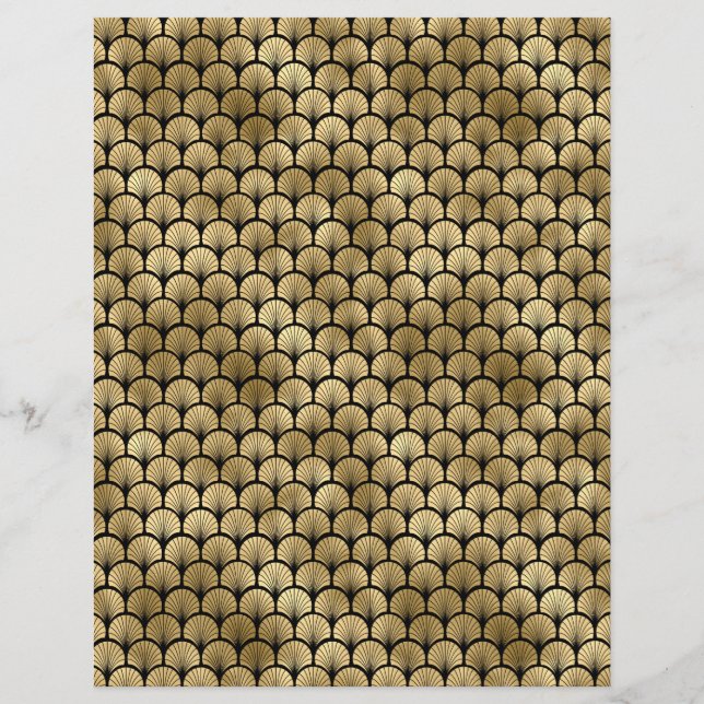 Hoja de papel de cuaderno de arte negro y dorado (Reverso)