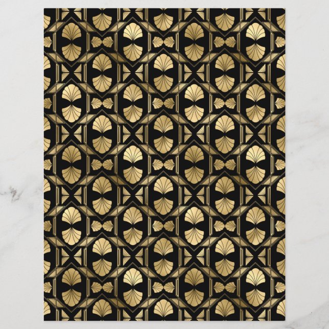 Hoja de papel de cuaderno de arte negro y dorado (Reverso)