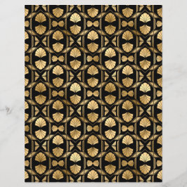 Hoja de papel de cuaderno de arte negro y dorado