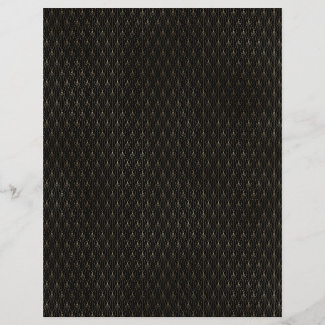 Hoja de papel de cuaderno de arte negro y dorado (Reverso)