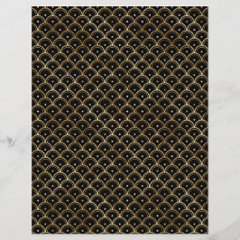 Hoja de papel de cuaderno de arte negro y dorado