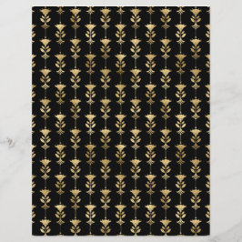Hoja de papel de cuaderno de arte negro y dorado