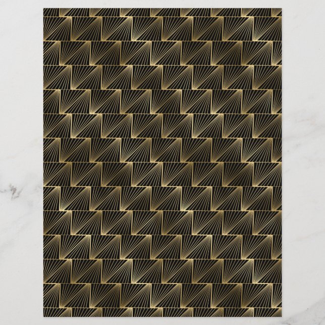 Hoja de papel de cuaderno de arte negro y dorado (Reverso)