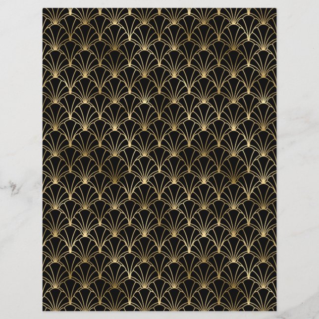 Hoja de papel de cuaderno de arte negro y dorado (Reverso)