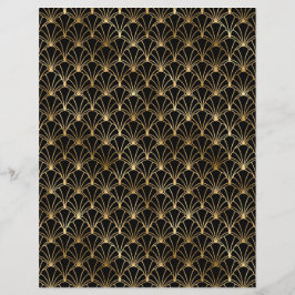 Hoja de papel de cuaderno de arte negro y dorado